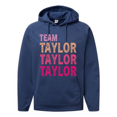 Girl Retro Taylor First Name Personalized Groovy Birthday Performance Fleece Hoodie