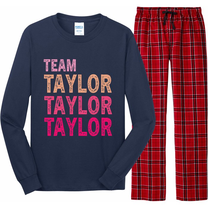 Girl Retro Taylor First Name Personalized Groovy Birthday Long Sleeve Pajama Set