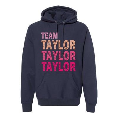 Girl Retro Taylor First Name Personalized Groovy Birthday Premium Hoodie