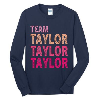 Girl Retro Taylor First Name Personalized Groovy Birthday Tall Long Sleeve T-Shirt