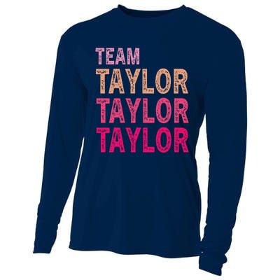 Girl Retro Taylor First Name Personalized Groovy Birthday Cooling Performance Long Sleeve Crew