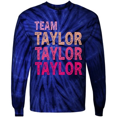 Girl Retro Taylor First Name Personalized Groovy Birthday Tie-Dye Long Sleeve Shirt