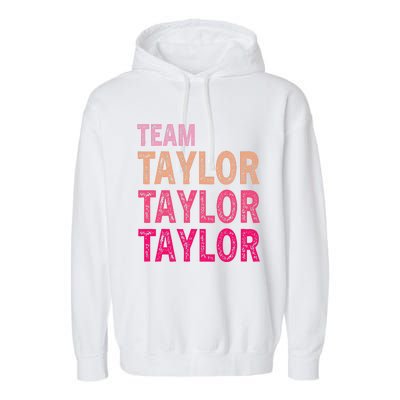 Girl Retro Taylor First Name Personalized Groovy Birthday Garment-Dyed Fleece Hoodie