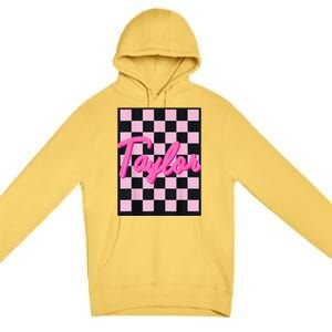 Girl Retro Taylor First Name Taylor Groovy Birthday Taylor Premium Pullover Hoodie