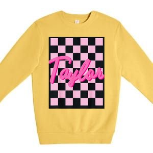 Girl Retro Taylor First Name Taylor Groovy Birthday Taylor Premium Crewneck Sweatshirt