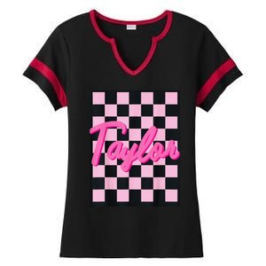 Girl Retro Taylor First Name Taylor Groovy Birthday Taylor Ladies Halftime Notch Neck Tee