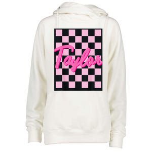 Girl Retro Taylor First Name Taylor Groovy Birthday Taylor Womens Funnel Neck Pullover Hood