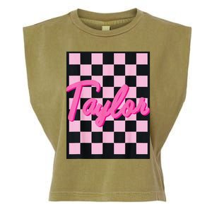 Girl Retro Taylor First Name Taylor Groovy Birthday Taylor Garment-Dyed Women's Muscle Tee