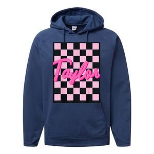 Girl Retro Taylor First Name Taylor Groovy Birthday Taylor Performance Fleece Hoodie