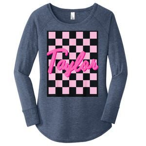 Girl Retro Taylor First Name Taylor Groovy Birthday Taylor Women's Perfect Tri Tunic Long Sleeve Shirt