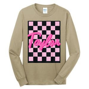 Girl Retro Taylor First Name Taylor Groovy Birthday Taylor Tall Long Sleeve T-Shirt