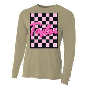 Girl Retro Taylor First Name Taylor Groovy Birthday Taylor Cooling Performance Long Sleeve Crew