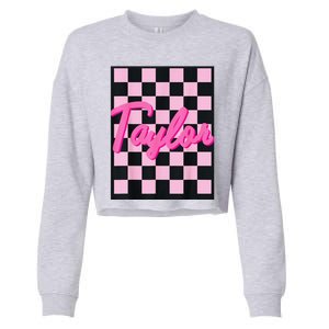 Girl Retro Taylor First Name Taylor Groovy Birthday Taylor Cropped Pullover Crew