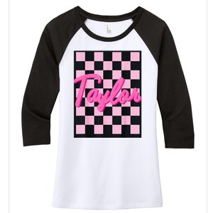 Girl Retro Taylor First Name Taylor Groovy Birthday Taylor Women's Tri-Blend 3/4-Sleeve Raglan Shirt