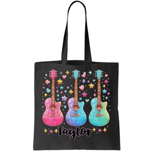 Girl Retro Taylor First Name Personalized Groovy 80S Pink Tote Bag