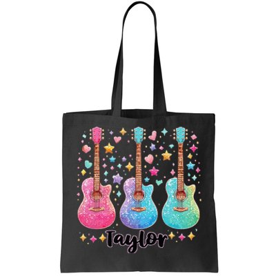 Girl Retro Taylor First Name Personalized Groovy 80S Pink Tote Bag