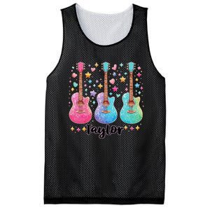 Girl Retro Taylor First Name Personalized Groovy 80S Pink Mesh Reversible Basketball Jersey Tank