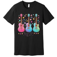 Girl Retro Taylor First Name Personalized Groovy 80S Pink Premium T-Shirt