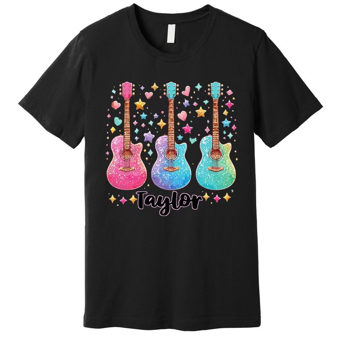 Girl Retro Taylor First Name Personalized Groovy 80S Pink Premium T-Shirt