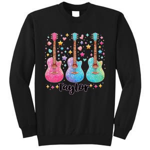 Girl Retro Taylor First Name Personalized Groovy 80S Pink Tall Sweatshirt