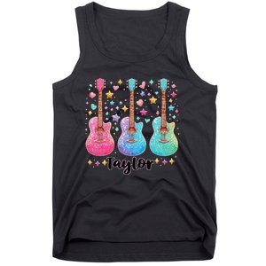 Girl Retro Taylor First Name Personalized Groovy 80S Pink Tank Top