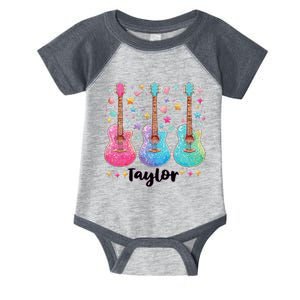 Girl Retro Taylor First Name Personalized Groovy 80S Pink Infant Baby Jersey Bodysuit