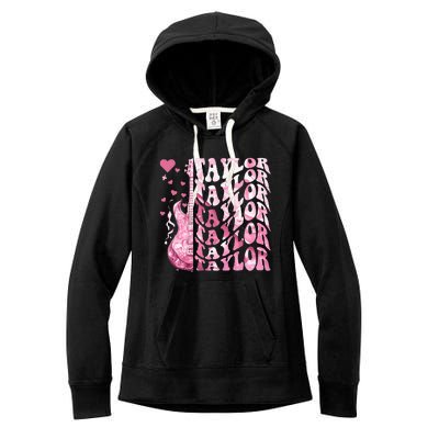 Girl Retro Taylor First Name Personalized Groovy Birthday Women's Fleece Hoodie