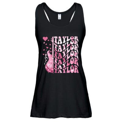 Girl Retro Taylor First Name Personalized Groovy Birthday Ladies Essential Flowy Tank