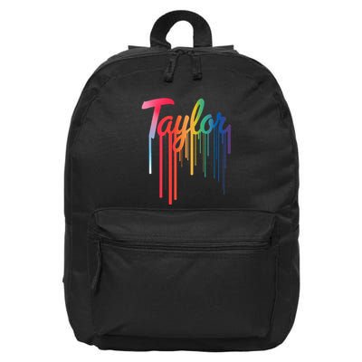 Girl Retro Taylor First Name Personalized Groovy 80S 16 in Basic Backpack