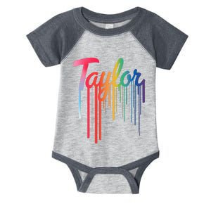 Girl Retro Taylor First Name Personalized Groovy 80S Infant Baby Jersey Bodysuit