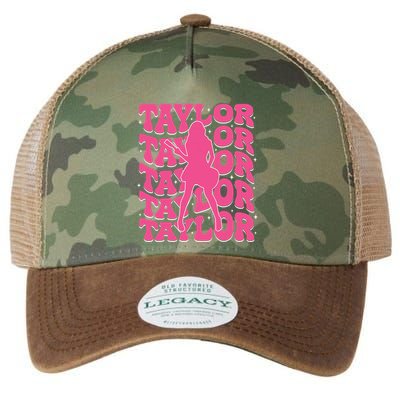 Girl Retro Taylor First Name Personalized Groovy 80s Legacy Tie Dye Trucker Hat