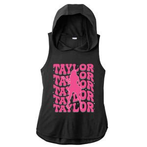 Girl Retro Taylor First Name Personalized Groovy 80s Ladies PosiCharge Tri-Blend Wicking Draft Hoodie Tank