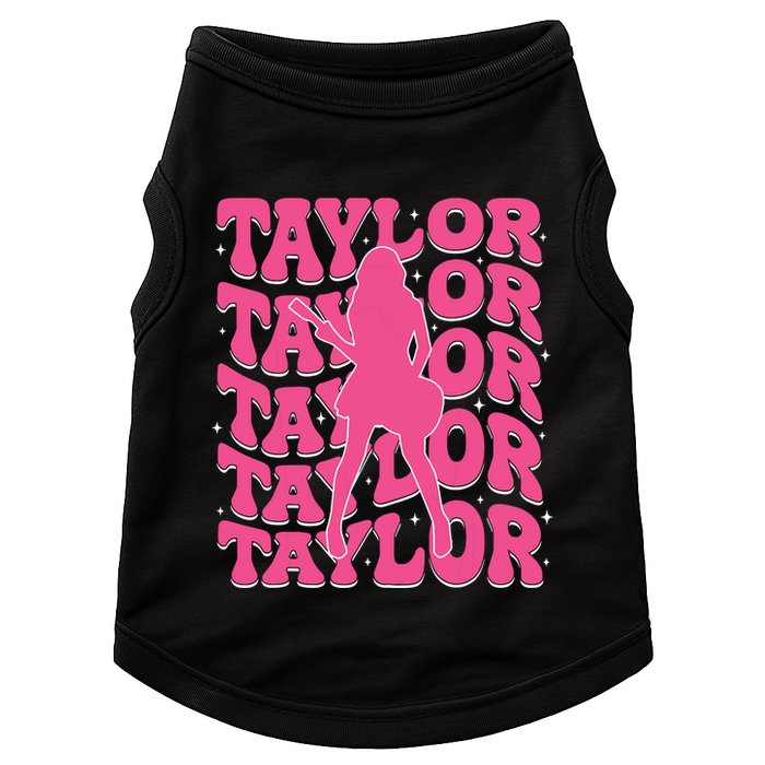 Girl Retro Taylor First Name Personalized Groovy 80s Doggie Tank