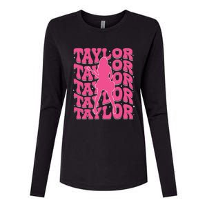 Girl Retro Taylor First Name Personalized Groovy 80s Womens Cotton Relaxed Long Sleeve T-Shirt