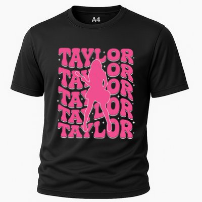 Girl Retro Taylor First Name Personalized Groovy 80s Performance Shirt