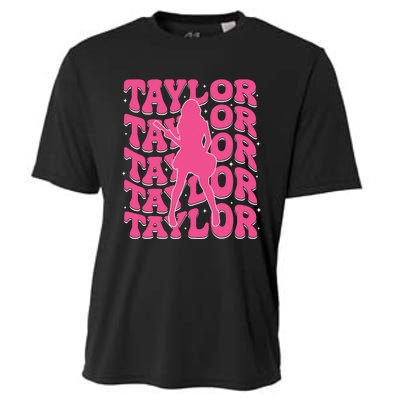 Girl Retro Taylor First Name Personalized Groovy 80s Cooling Performance Crew T-Shirt