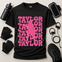 Girl Retro Taylor First Name Personalized Groovy 80s Performance Shirt