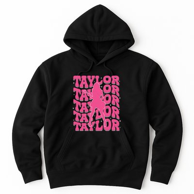 Girl Retro Taylor First Name Personalized Groovy 80s Hoodie