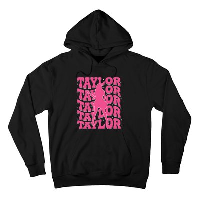 Girl Retro Taylor First Name Personalized Groovy 80s Hoodie