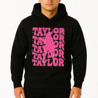 Girl Retro Taylor First Name Personalized Groovy 80s Hoodie