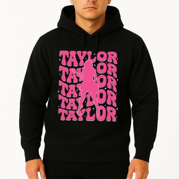 Girl Retro Taylor First Name Personalized Groovy 80s Hoodie