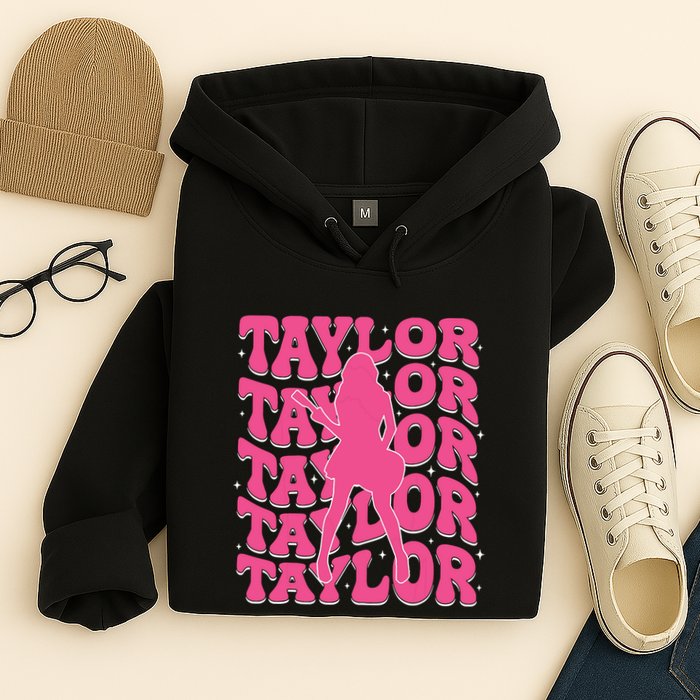 Girl Retro Taylor First Name Personalized Groovy 80s Hoodie