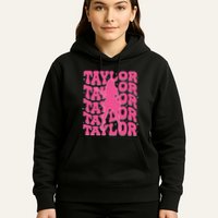 Girl Retro Taylor First Name Personalized Groovy 80s Hoodie
