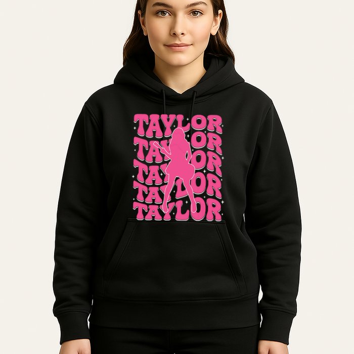 Girl Retro Taylor First Name Personalized Groovy 80s Hoodie