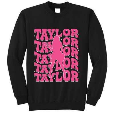 Girl Retro Taylor First Name Personalized Groovy 80s Sweatshirt