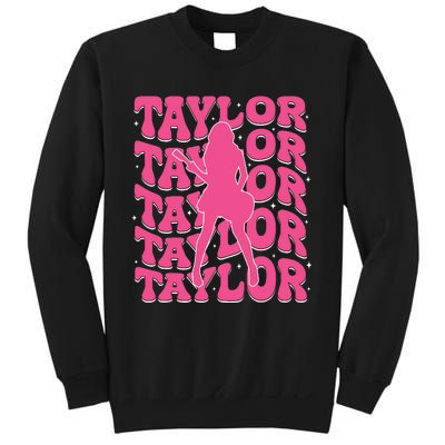 Girl Retro Taylor First Name Personalized Groovy 80s Sweatshirt