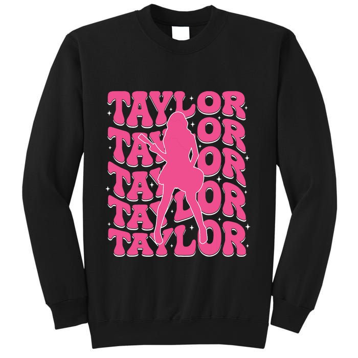 Girl Retro Taylor First Name Personalized Groovy 80s Sweatshirt