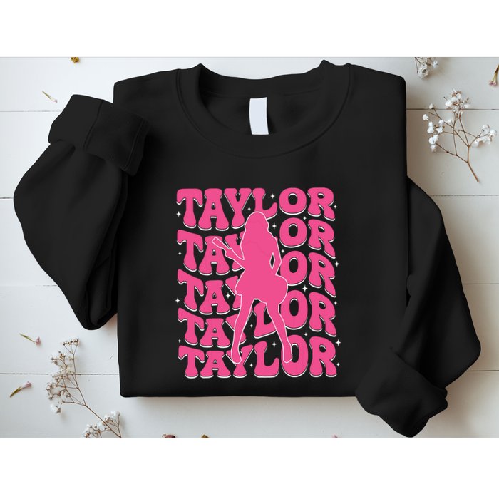 Girl Retro Taylor First Name Personalized Groovy 80s Sweatshirt