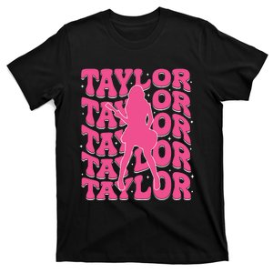 Girl Retro Taylor First Name Personalized Groovy 80s T-Shirt