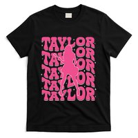 Girl Retro Taylor First Name Personalized Groovy 80s T-Shirt